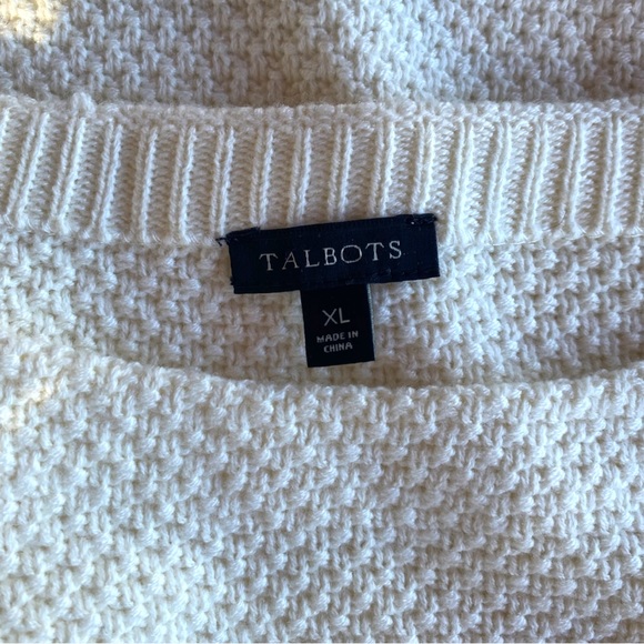 SOLD on Depop - Talbots Wool Crew Sweater Ribbon Bow Bell Sleeve Ivory White XL - Picture 10 of 15